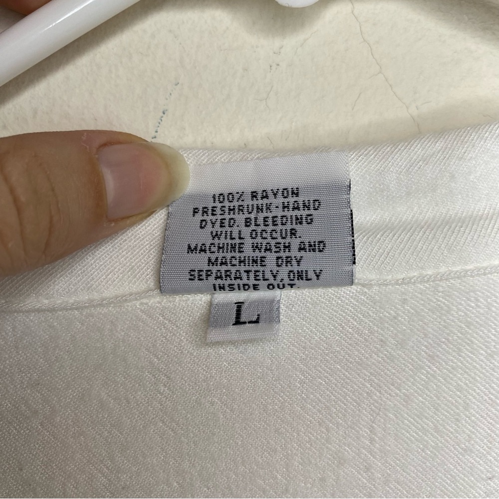 CP SHADES Button Down Short Sleeve Boxy Rayon Blouse White Sz Large - Picture 4 of 10